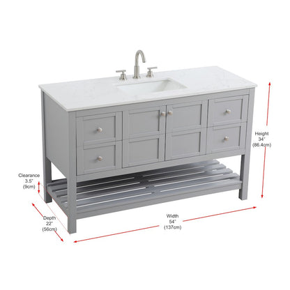 54 inch Single Bathroom Vanity in Grey