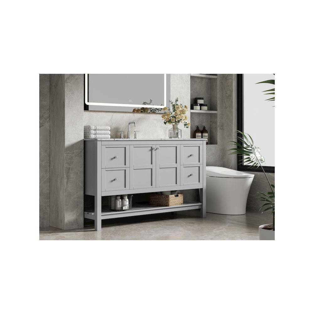 54 inch Single Bathroom Vanity in Grey