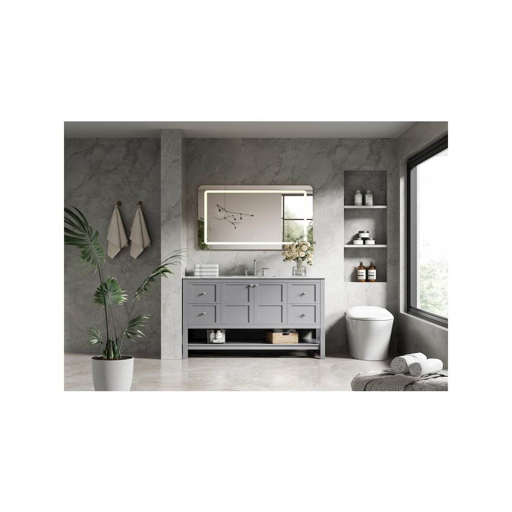 54 inch Single Bathroom Vanity in Grey