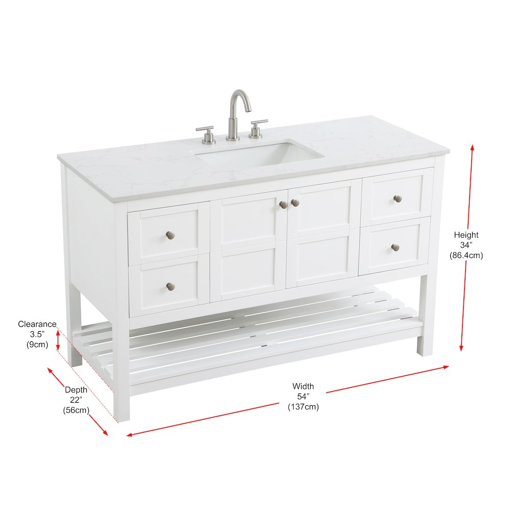 54 inch Single Bathroom Vanity in White