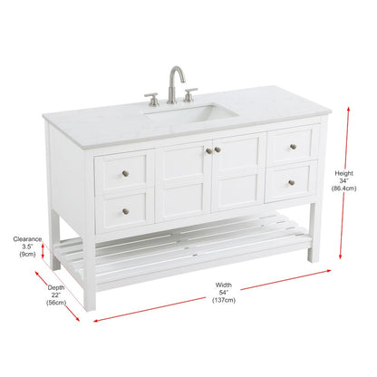 54 inch Single Bathroom Vanity in White