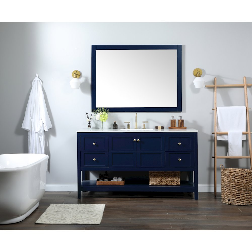 60 inch Single bathroom vanity in blue