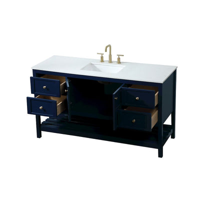 60 inch Single bathroom vanity in blue