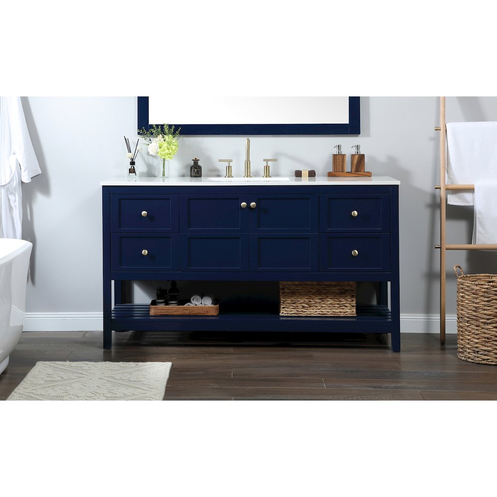60 inch Single bathroom vanity in blue
