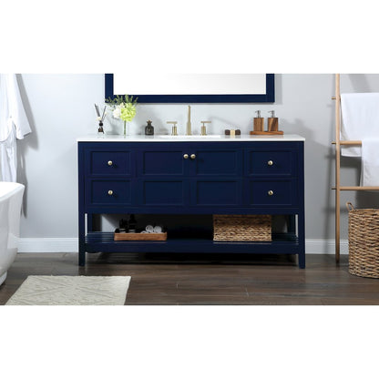 60 inch Single bathroom vanity in blue