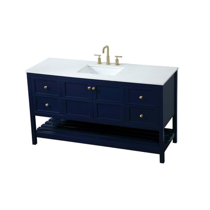 60 inch Single bathroom vanity in blue