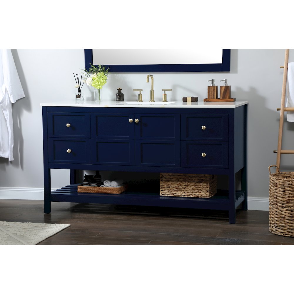 60 inch Single bathroom vanity in blue