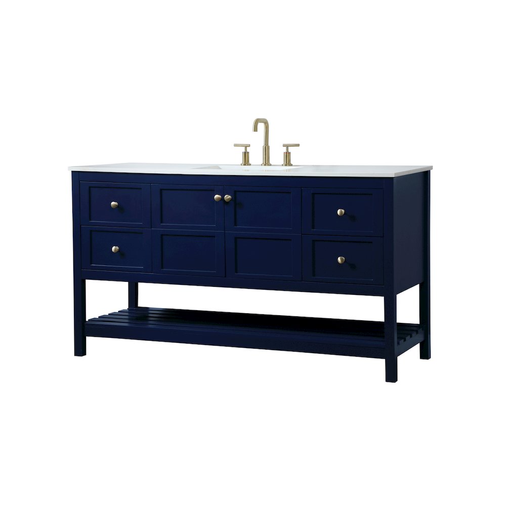60 inch Single bathroom vanity in blue