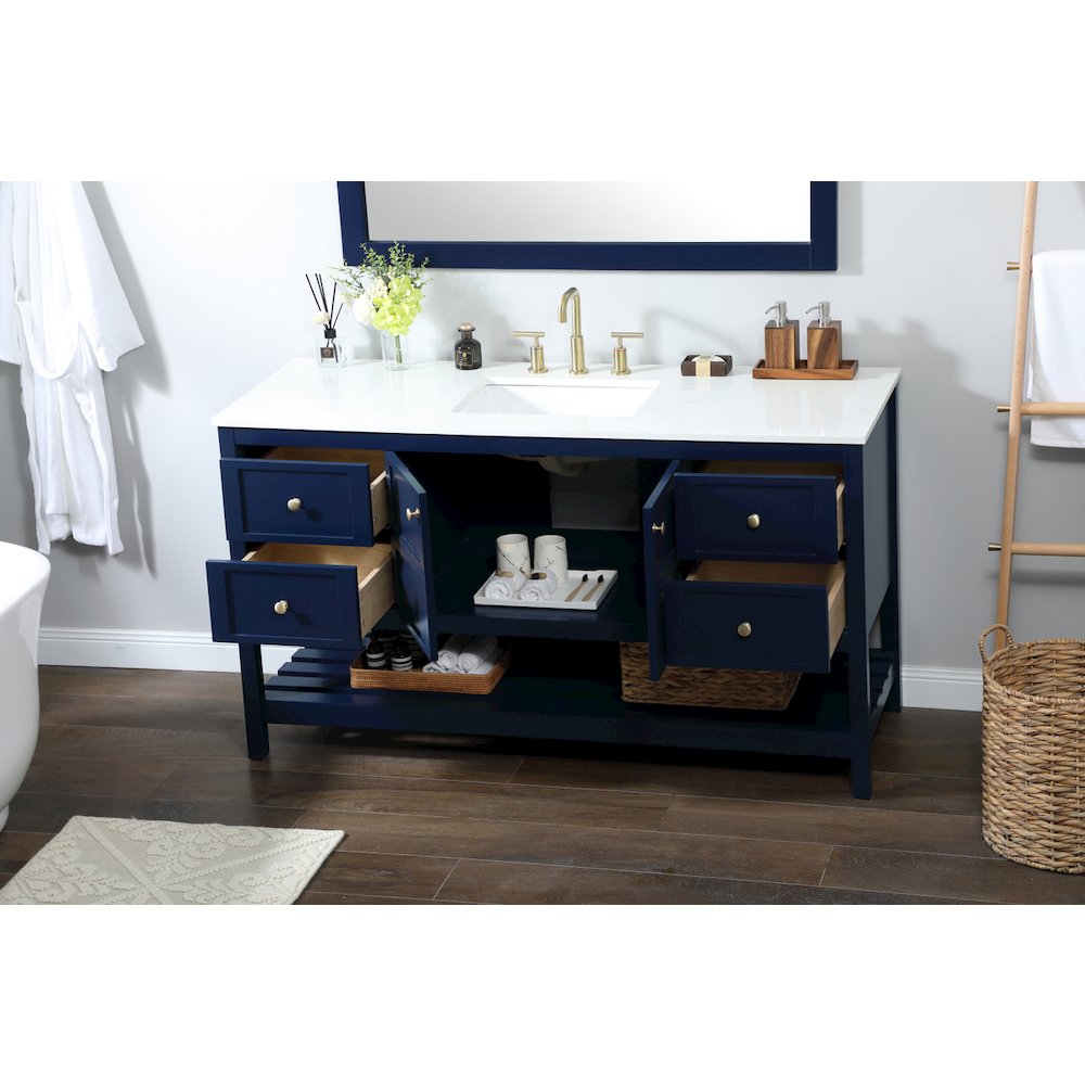 60 inch Single bathroom vanity in blue