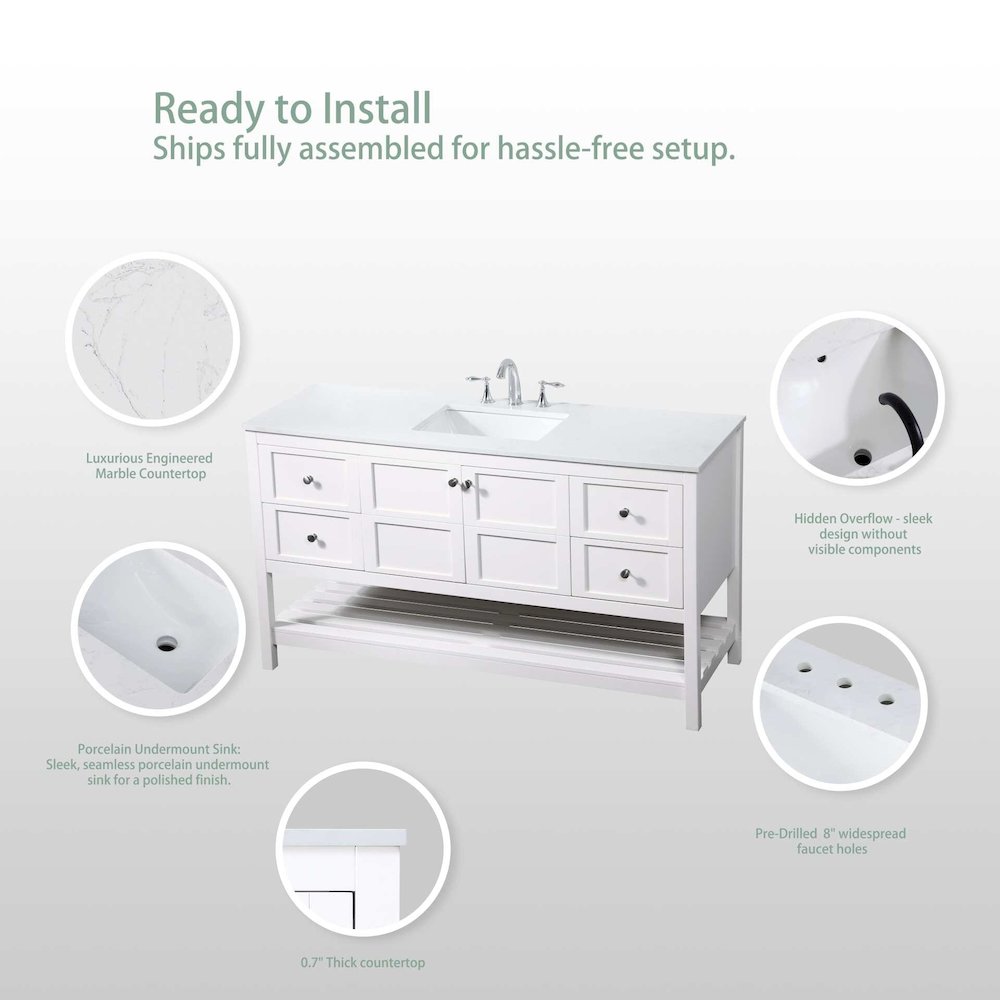 60 inch Single bathroom vanity in blue