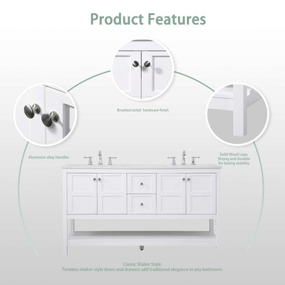 60 inch Single Bathroom Vanity in White