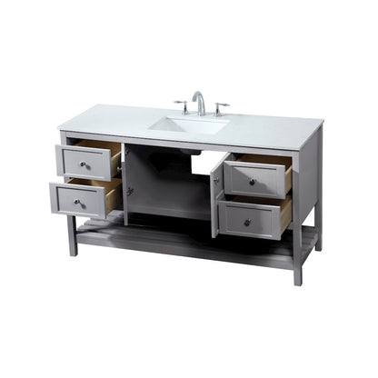 60 inch Single bathroom vanity in grey