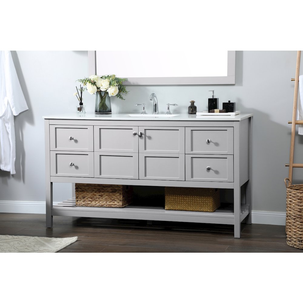 60 inch Single bathroom vanity in grey