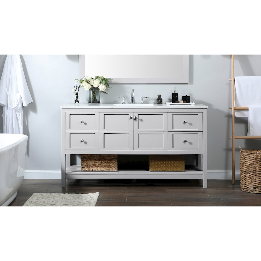 60 inch Single bathroom vanity in grey