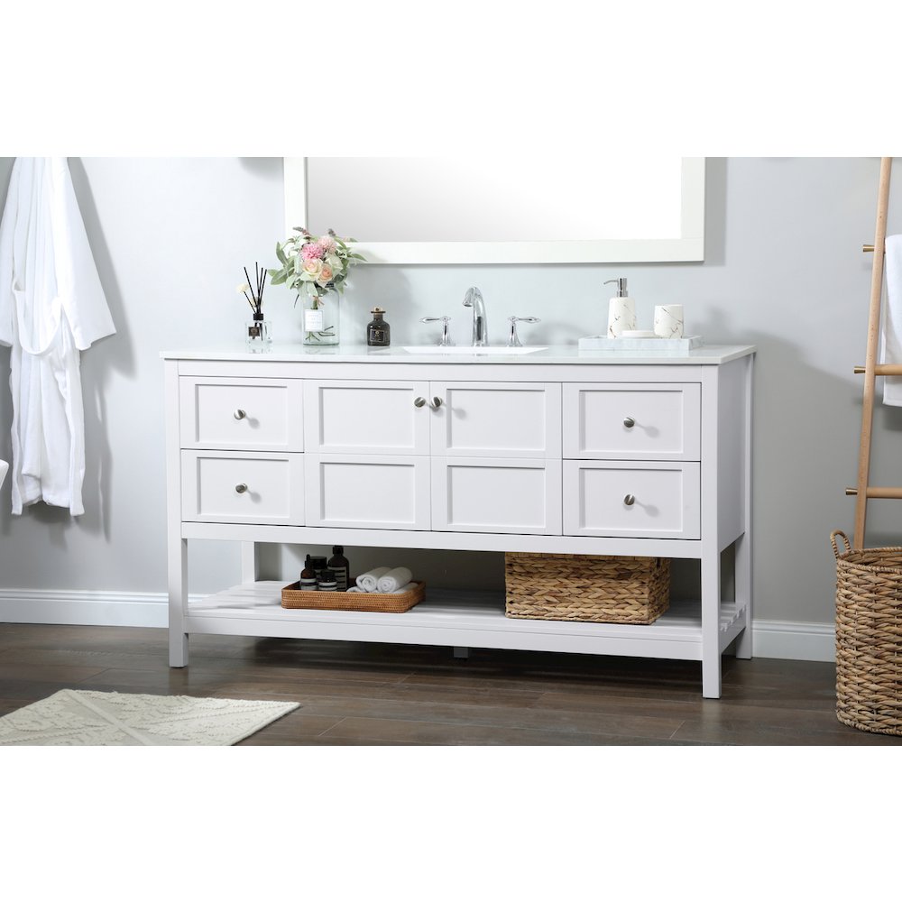 60 inch Single bathroom vanity in white