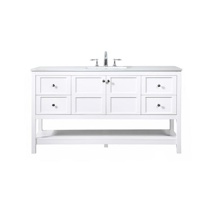 60 inch Single bathroom vanity in white