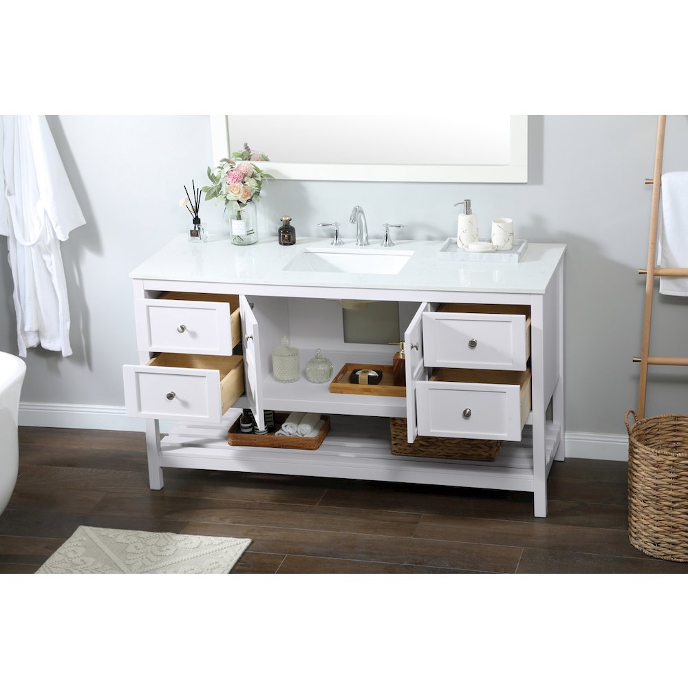 60 inch Single bathroom vanity in white