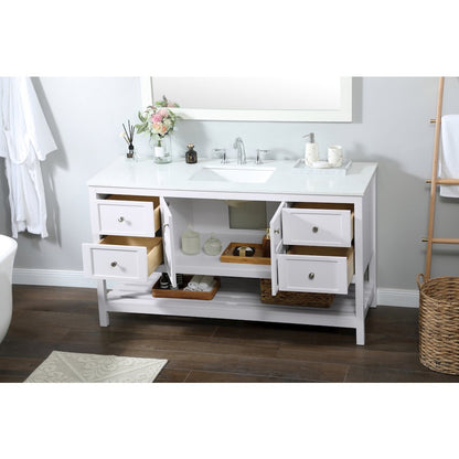 60 inch Single bathroom vanity in white