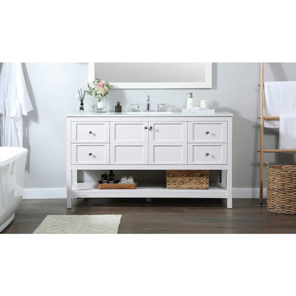 60 inch Single bathroom vanity in white