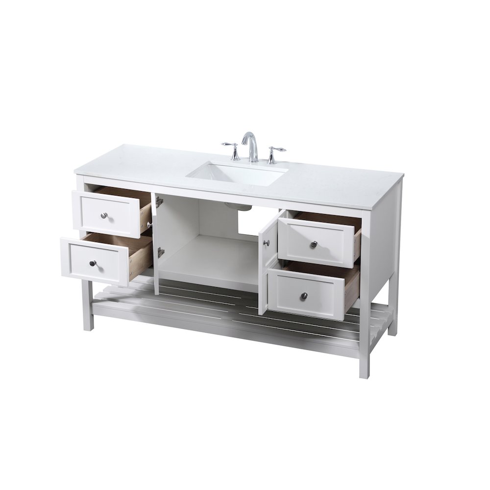 60 inch Single bathroom vanity in white