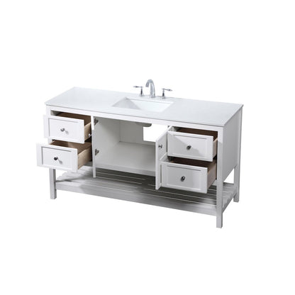 60 inch Single bathroom vanity in white