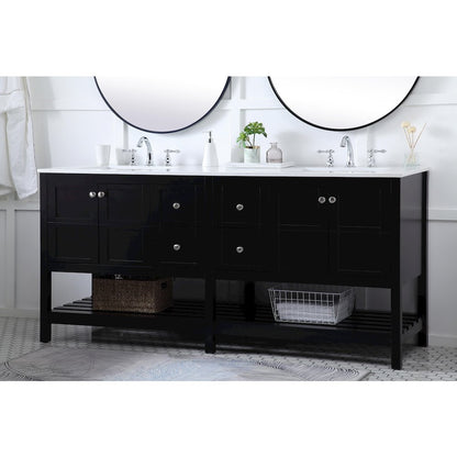 72 inch Double Bathroom Vanity in Black