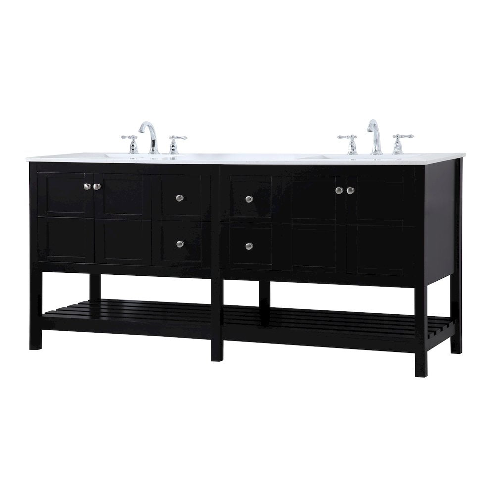 72 inch Double Bathroom Vanity in Black
