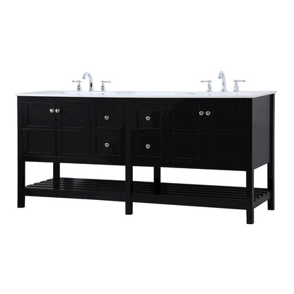 72 inch Double Bathroom Vanity in Black