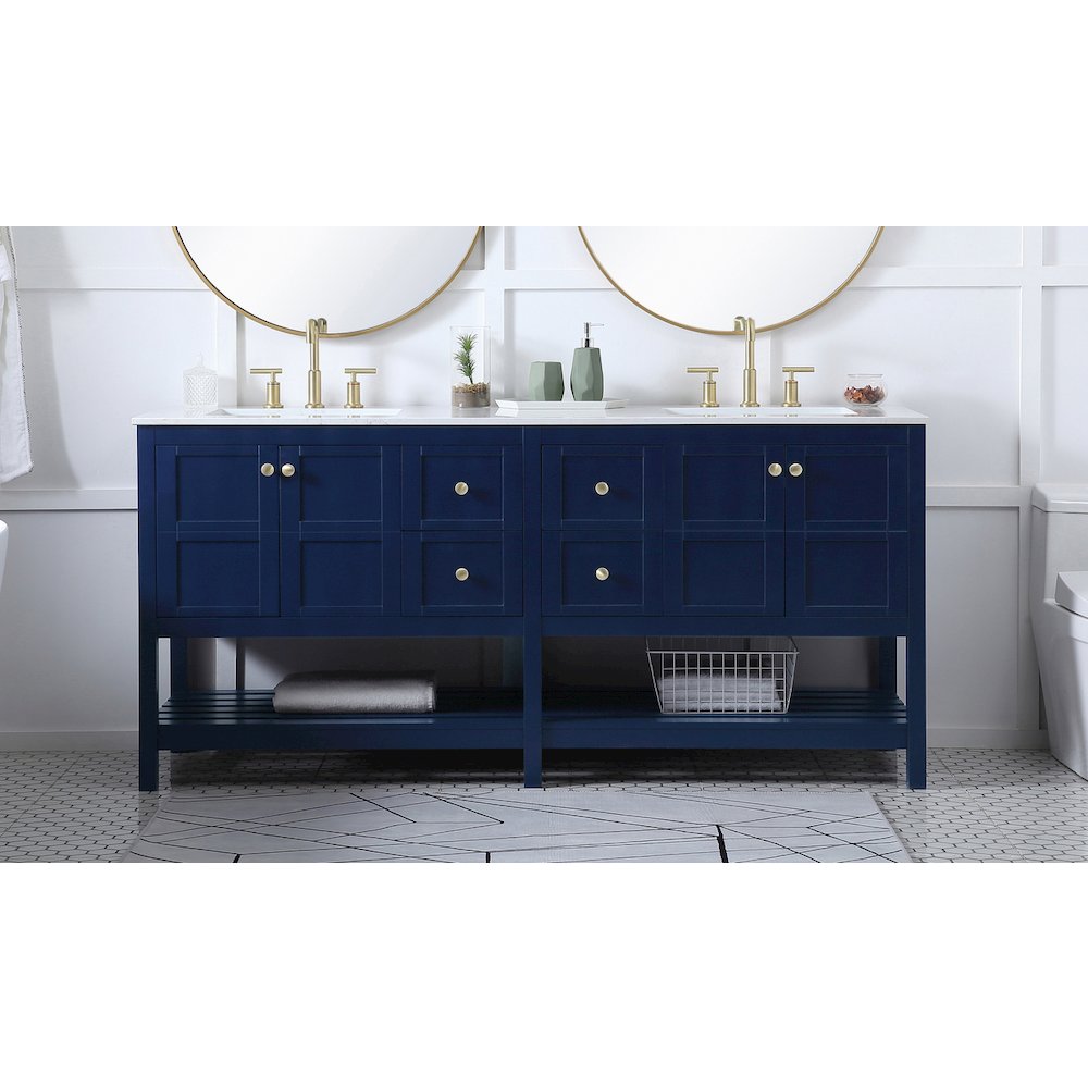 72 inch Double Bathroom Vanity in Blue