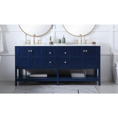 72 inch Double Bathroom Vanity in Blue
