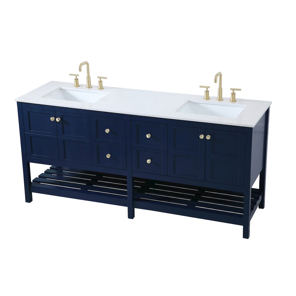 72 inch Double Bathroom Vanity in Blue