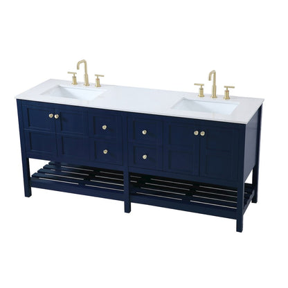 72 inch Double Bathroom Vanity in Blue