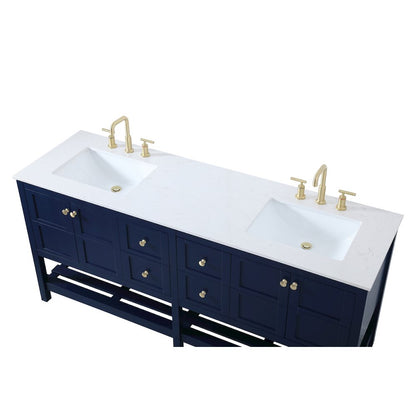 72 inch Double Bathroom Vanity in Blue