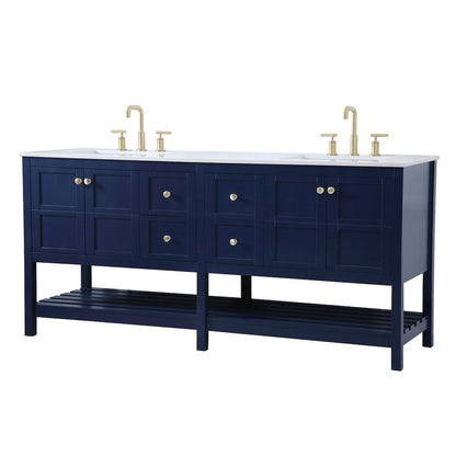 72 inch Double Bathroom Vanity in Blue