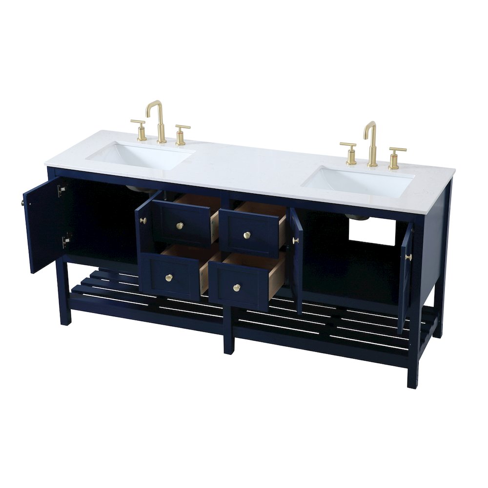 72 inch Double Bathroom Vanity in Blue