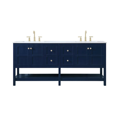 72 inch Double Bathroom Vanity in Blue