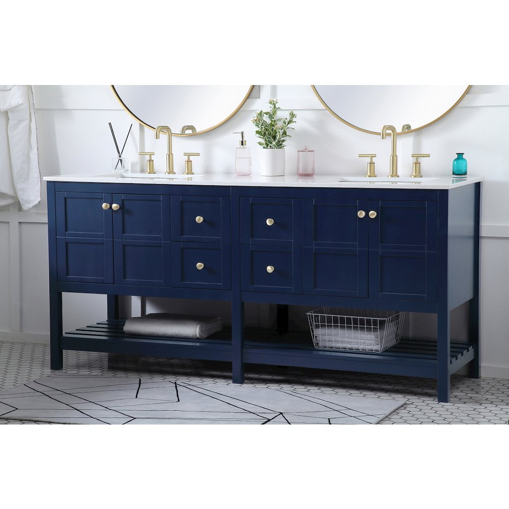 72 inch Double Bathroom Vanity in Blue