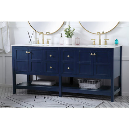 72 inch Double Bathroom Vanity in Blue