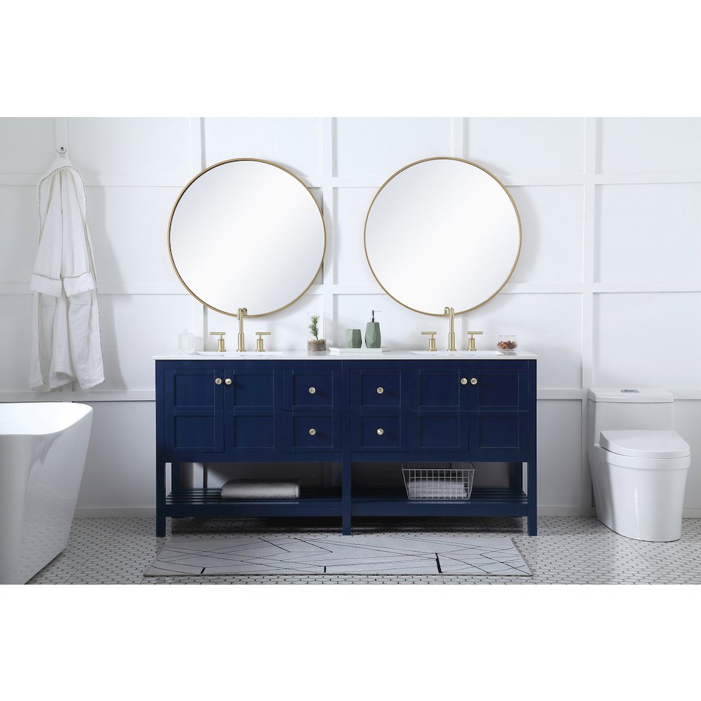 72 inch Double Bathroom Vanity in Blue