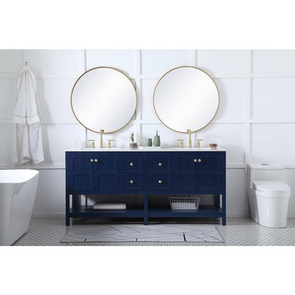 72 inch Double Bathroom Vanity in Blue