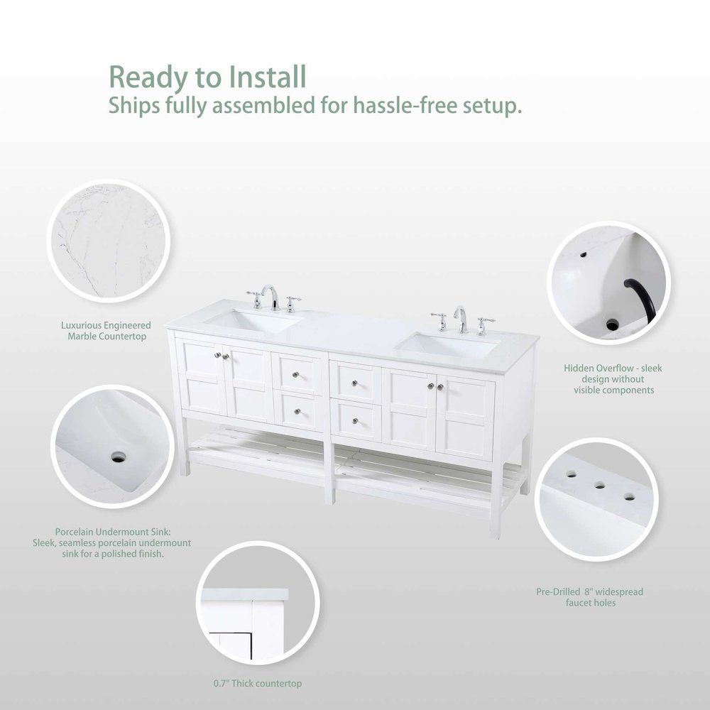 72 inch Double Bathroom Vanity in Blue