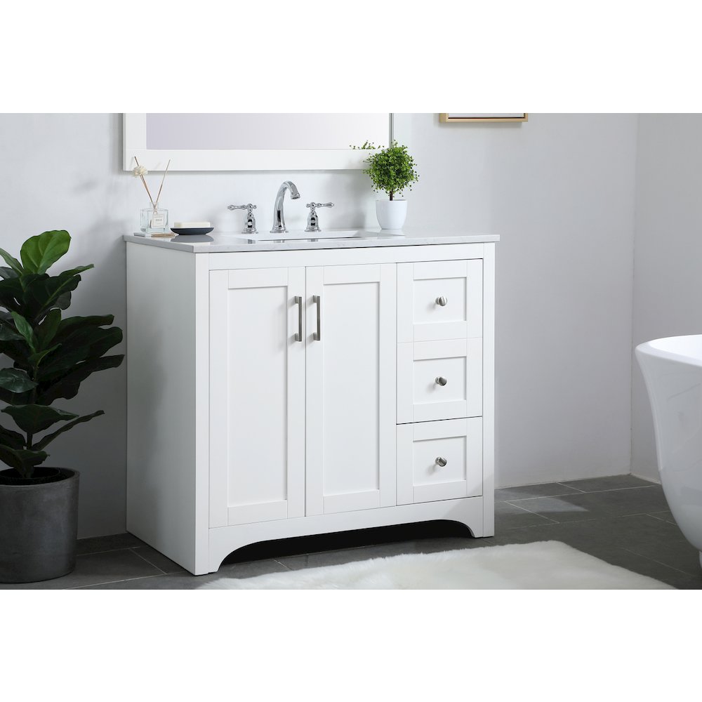 36 inch Single Bathroom Vanity in White