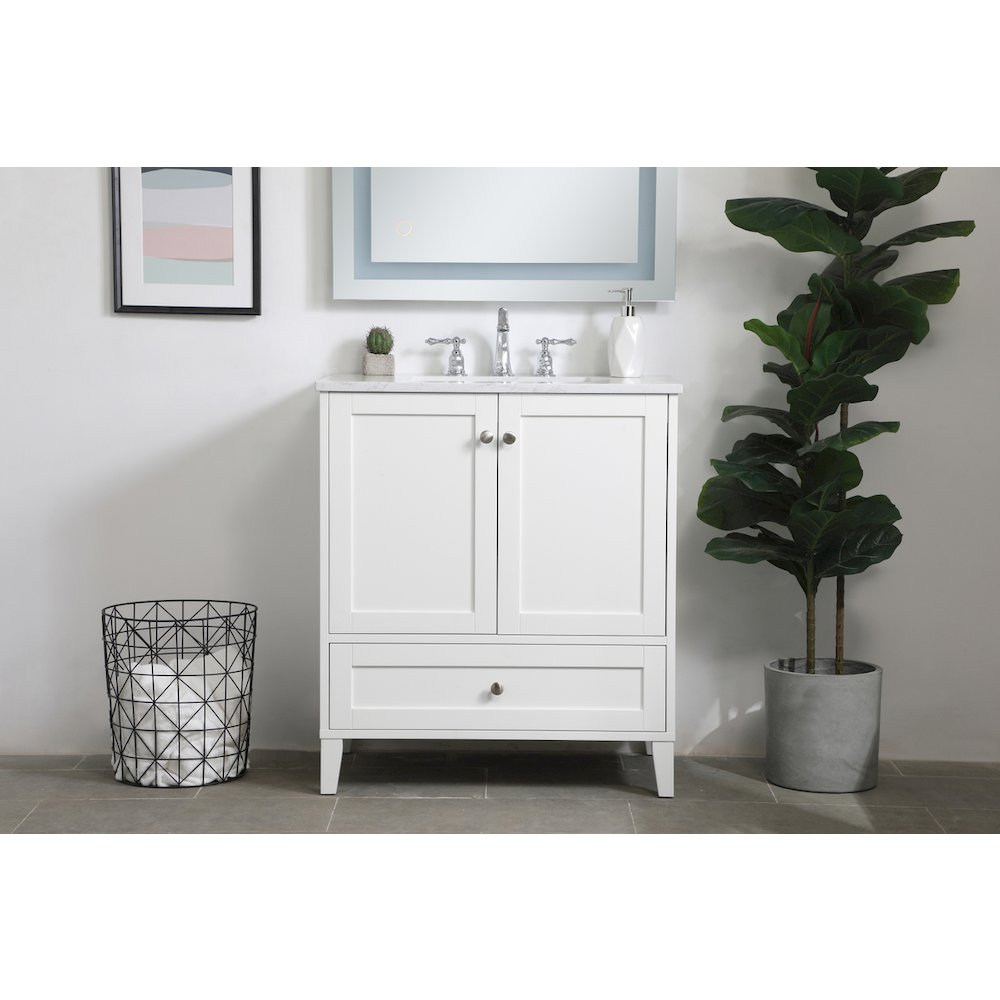 30 inch Single Bathroom Vanity in White