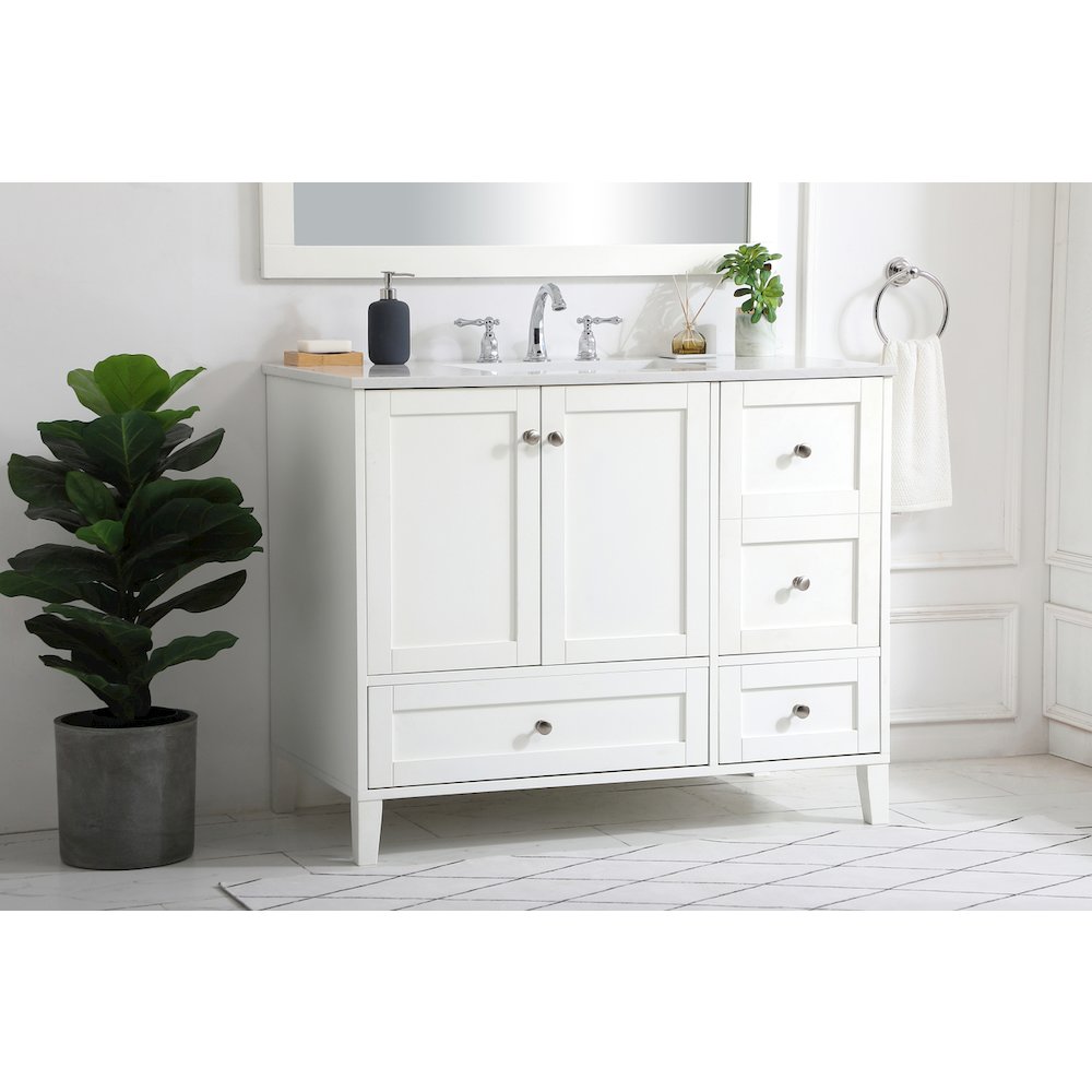 42 inch Single Bathroom Vanity in White
