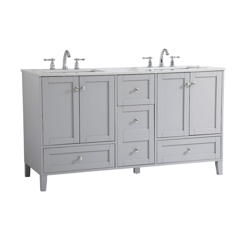 60 inch Double Bathroom Vanity in Grey