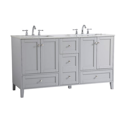 60 inch Double Bathroom Vanity in Grey