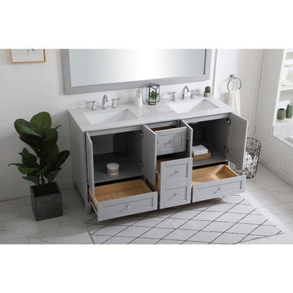 60 inch Double Bathroom Vanity in Grey