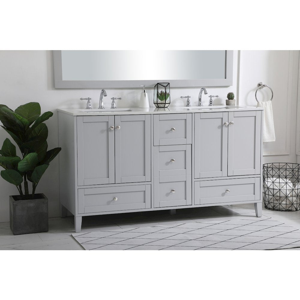 60 inch Double Bathroom Vanity in Grey