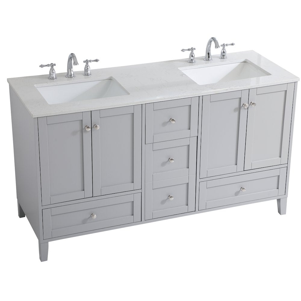 60 inch Double Bathroom Vanity in Grey