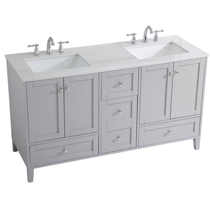 60 inch Double Bathroom Vanity in Grey